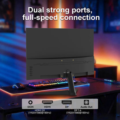Reletech Monitor 23.8Inch 180Hz Curved Gaming Monitor 3000R FHD VA Panel 4000∶1 HDMI/DP Borderless Screen FreeSync