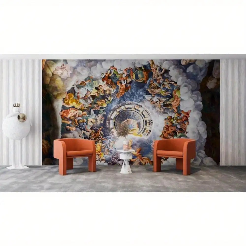 1pc Renaissance Tapestry Ceiling Fresco Art Wallpaper Greek Gods Mythology for Living Room Back-to-school season Autumn gifts