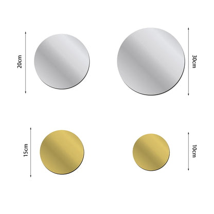 Decorative Small Circle Mirror Decals Self Adhesive Acrylic Mirror Stickers DIY for Home Art Room Bedroom
