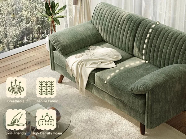64.5" Loveseat Sofa, Chenille Covered Loveseat for Living Room and Small Spaces