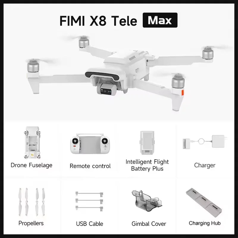RC Quadcopter Tele Max 4K Professional Drone 3-Axis Gimbal with Wide-Angle 30x Hybrid Zoom AI Super Night Mode