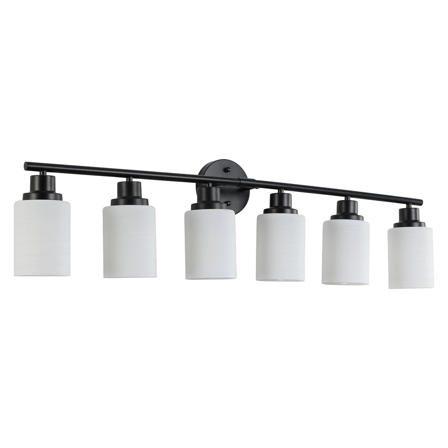 Modern 4/5/6 Vanity Bathroom Mirror Lights, With Frosted White Glass Lampshades and Black Iron Frame