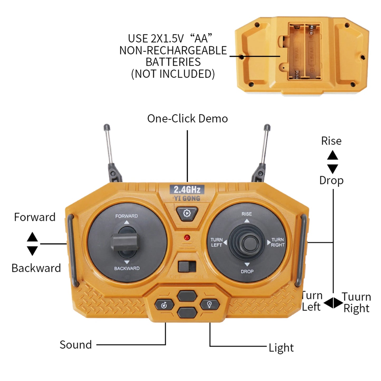 RC Heavy Bulldozer 1/24 Scale Dozer, 9 Channels 2.4G Radio Controlled