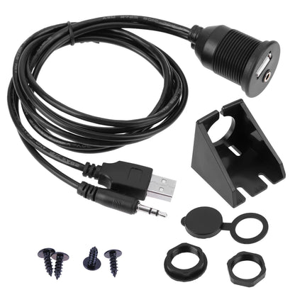 Car Dashboard USB 2.0 and 3.5mm M/F AUX Lead Extension Cable