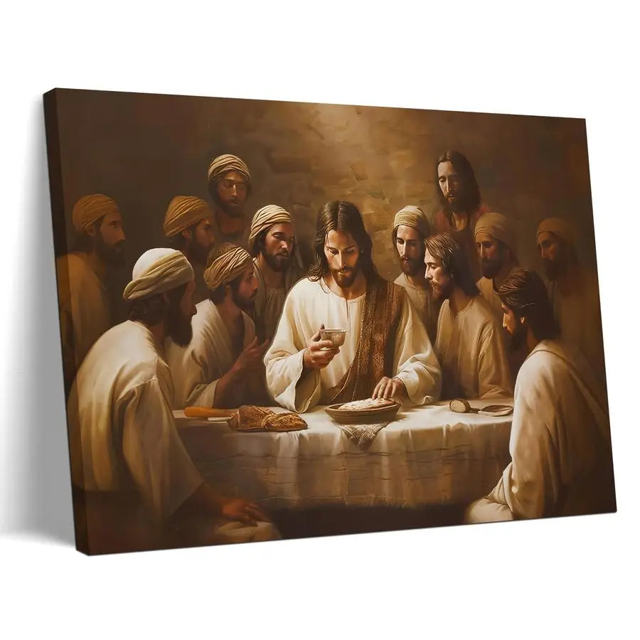 Jesus and the Last Supper Wall Decor Painting, - Christian Poster for Dining Room, Church, Home, Bedroom, and Living room