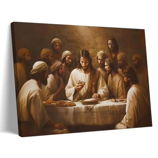 Jesus and the Last Supper Wall Decor Painting, - Christian Poster for Dining Room, Church, Home, Bedroom, and Living room