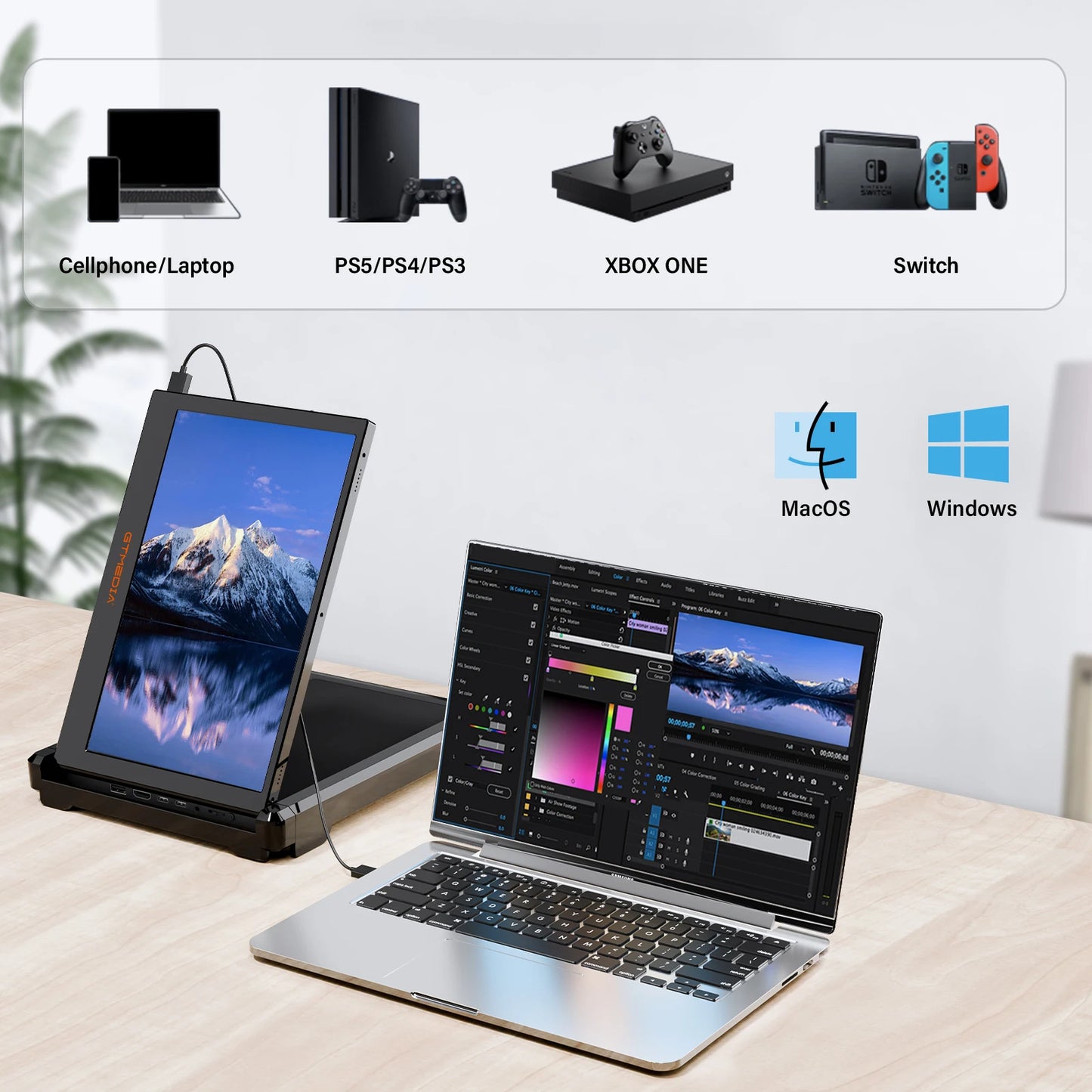 11.6Inch Portable Monitor 1920*1080 IPS FHD Triple Dual Extender Screen Full View Fold Display For 13.0-17.3Inch Laptops