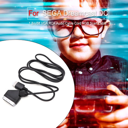 RGB Scart Cable Lead TV Audio Video Connection Wire for SEGA Dreamcast Consoles