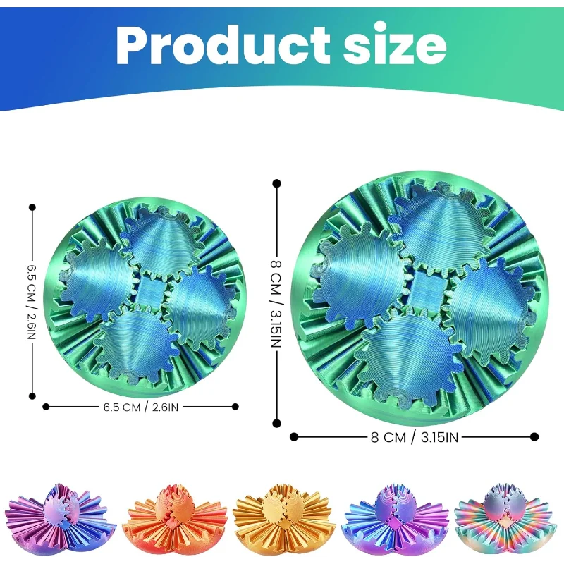 3D Printed Gear Sphere Fidget Toy, Sensory Stress Relief Ball for Kids and Adults, ADHDToy (Forest Green, 2.6 inches)