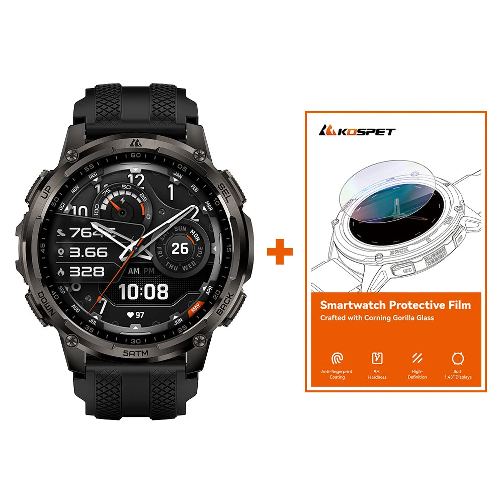 Men’s Smartwatch Outdoor Rugged Watch with Flashlight, Dual‑Band GPS, Fitness & Health Tracker