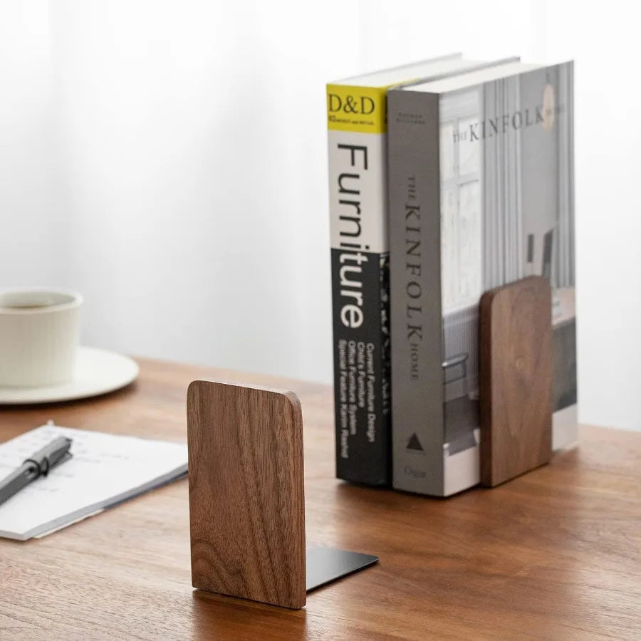 Non-slip heavy duty wooden bookends