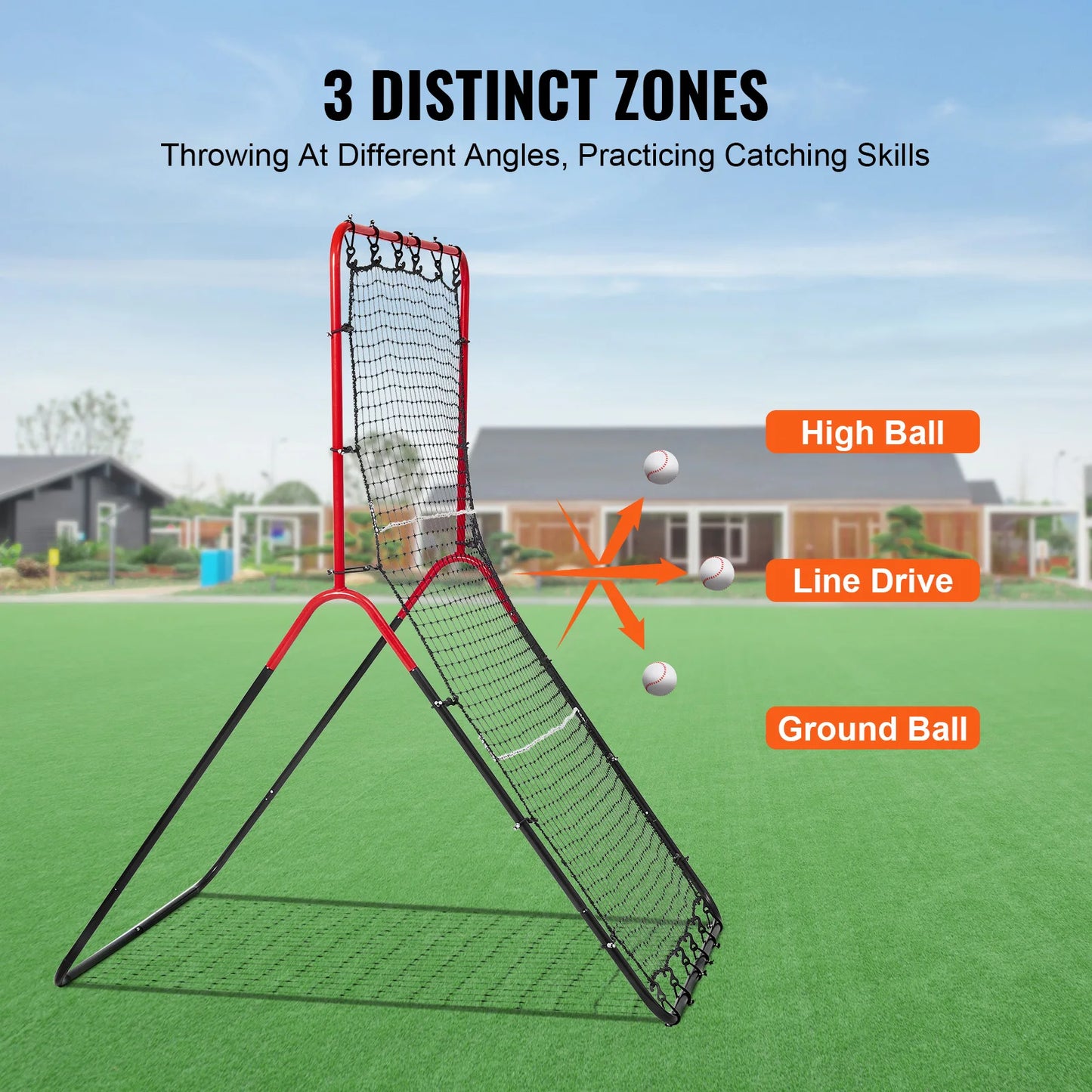 VEVOR Baseball And Softball Pitchback Net 3 x 4.5 ft PitchBack Baseball Pitching Nest three-Way Baseball Softball