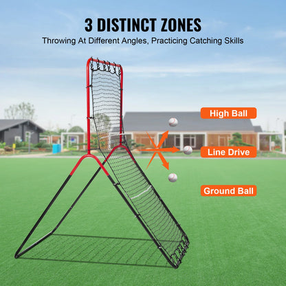 VEVOR Baseball And Softball Pitchback Net 3 x 4.5 ft PitchBack Baseball Pitching Nest three-Way Baseball Softball