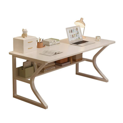 80x50x75cm Modern Large Home Office Desk, Simple Executive Writing Table with Storage, Metal Wooden Study Work PC Gaming Table