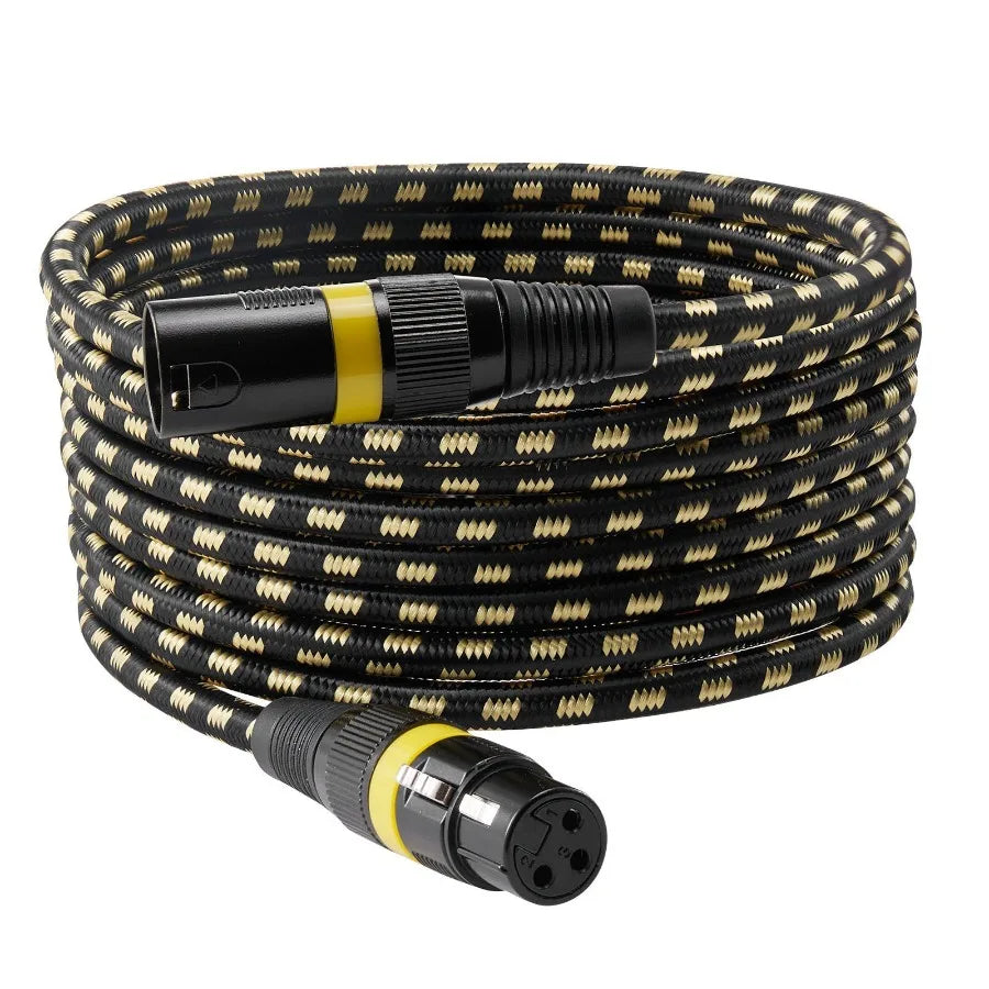 XLR Cable 25 ft, 6 Pack, Shielded Balanced DMX Male to Female Microphone Cables, Gold-Plated 3-Pin XLR Mic Speaker Cord Wires,
