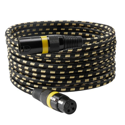 XLR Cable 25 ft, 6 Pack, Shielded Balanced DMX Male to Female Microphone Cables, Gold-Plated 3-Pin XLR Mic Speaker Cord Wires,