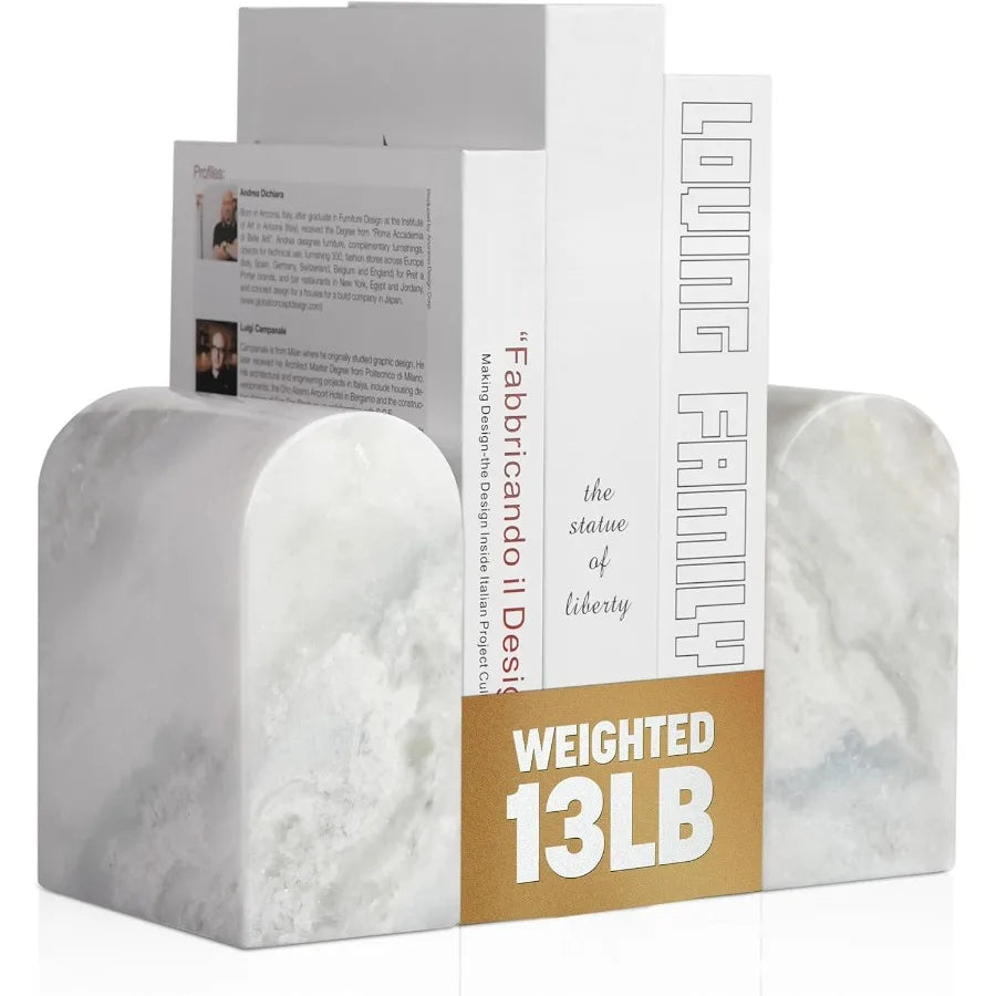 African Natural Marble Non-Slip Bookends for Shelves