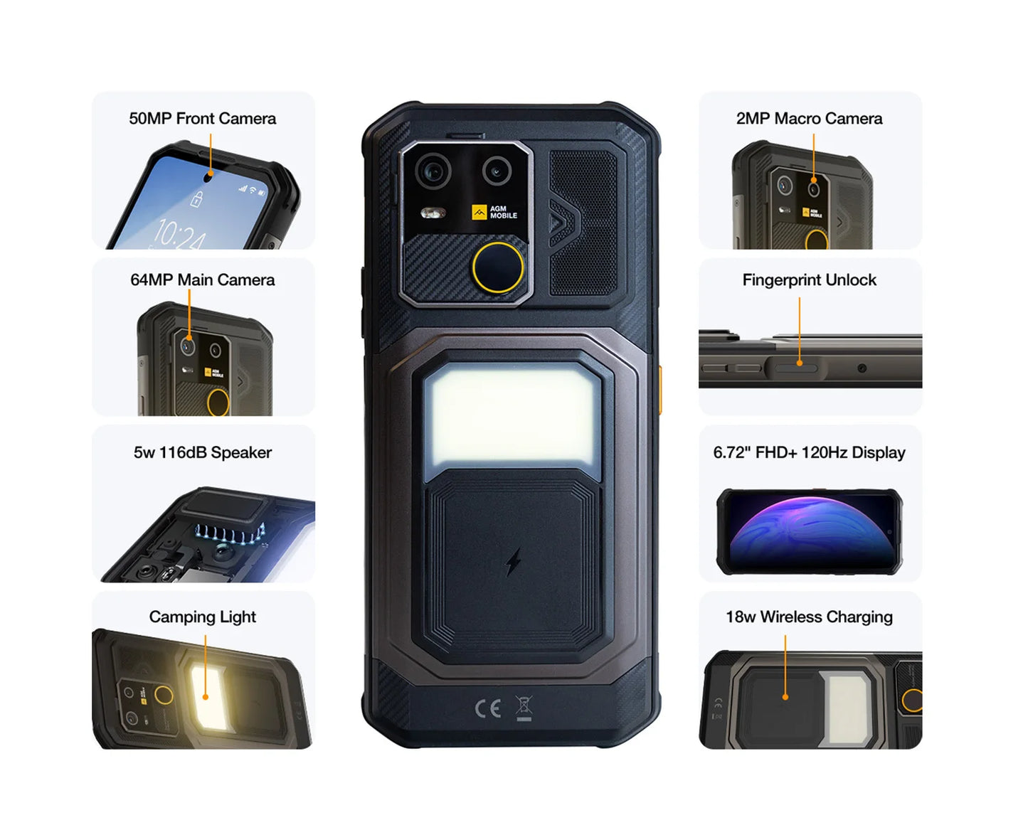 5G Rugged Phone 24GB(12+12) 512GB Wireless Charging 10000mAh Phone 6.72" 120Hz Android 15