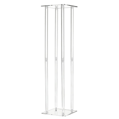 10x10x31.5 Inch Rectangle Acrylic Wedding Centerpiece Flower Pedestal Clear Column