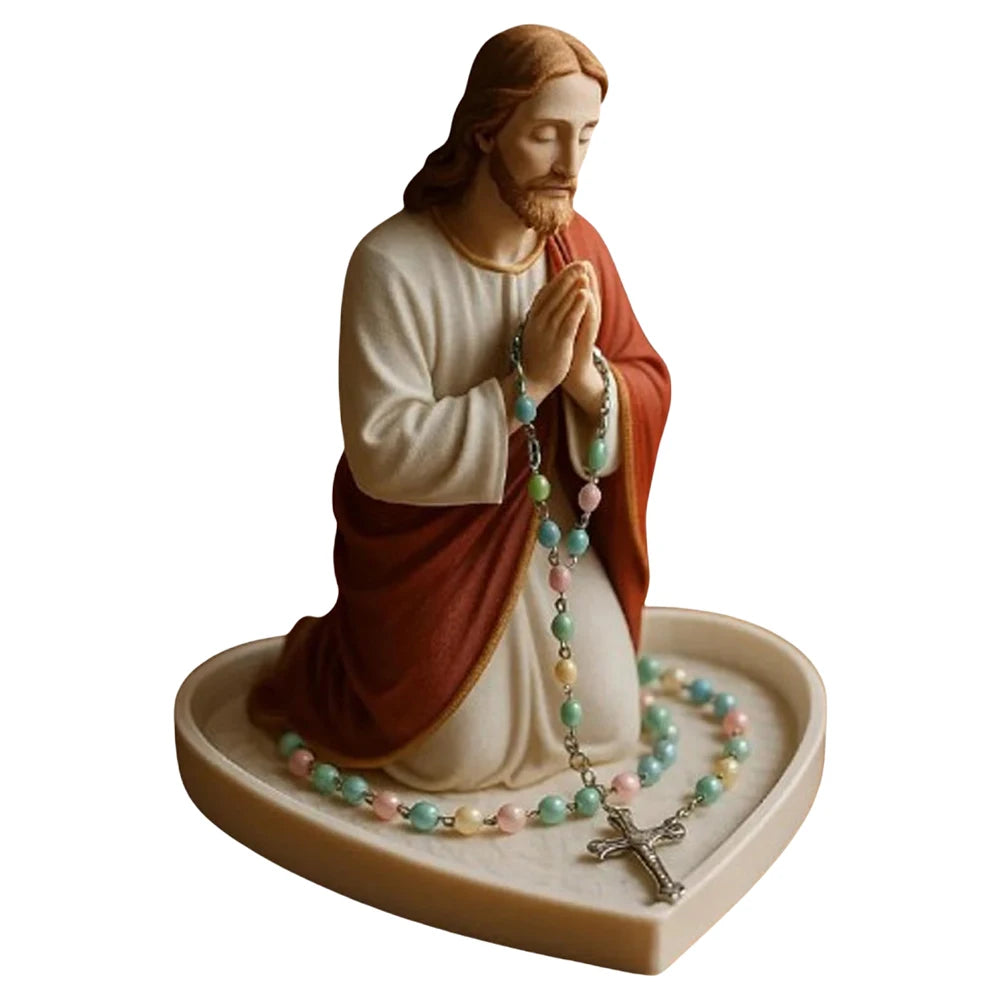 Virgin Mary Rosary Holder Statue Resin Our Lady of Grace Statue Holy Mother Figure