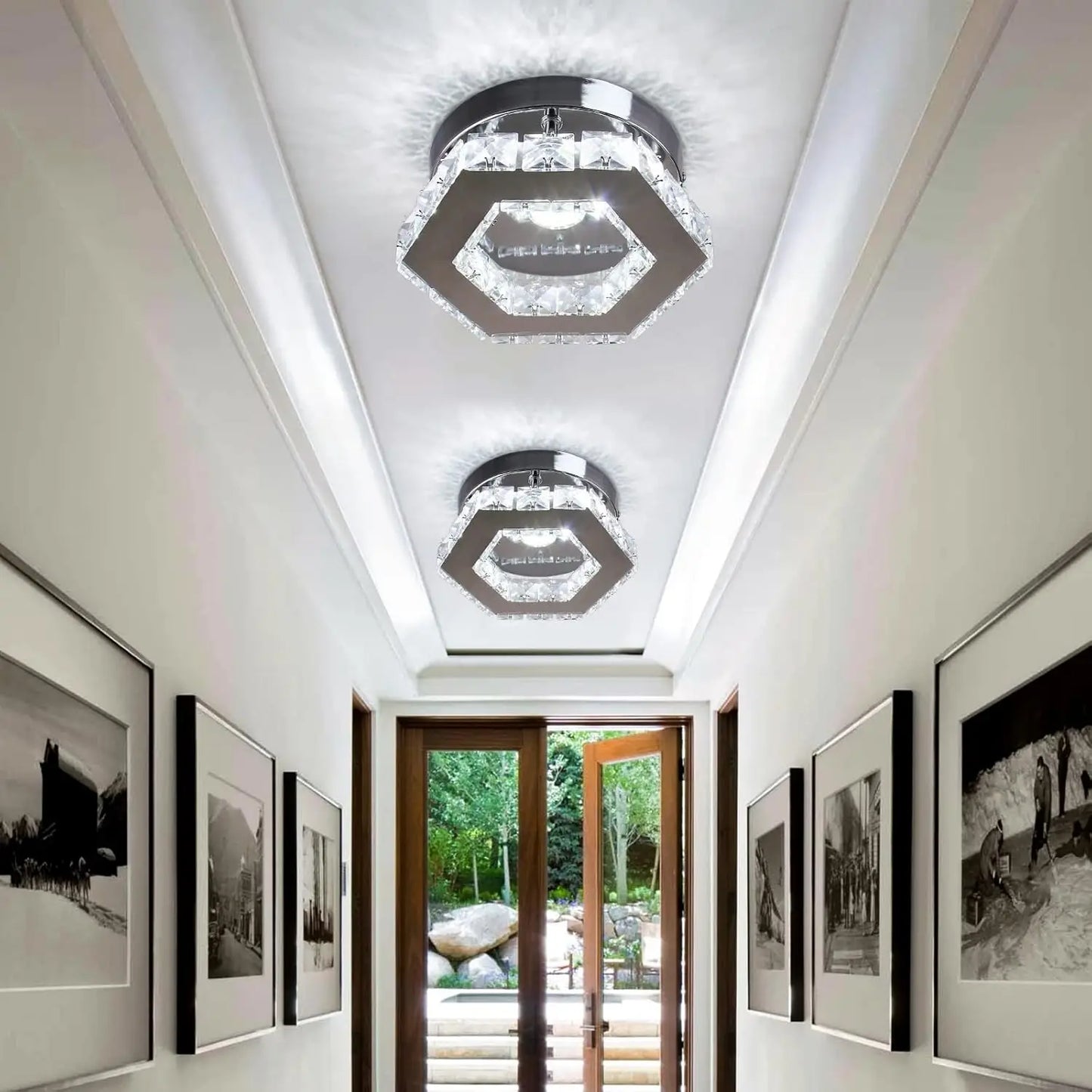 Mini Chandelier Crystal LED Ceiling Light Fixture for Hallway or Stairs