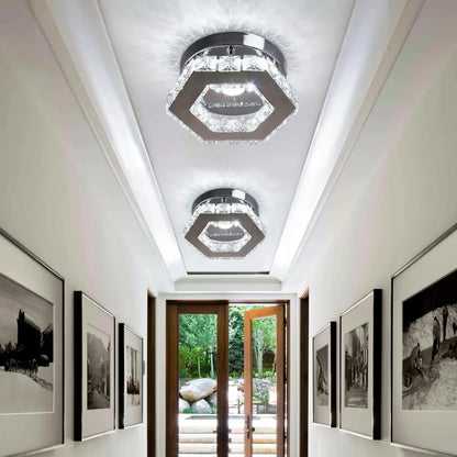 Mini Chandelier Crystal LED Ceiling Light Fixture for Hallway or Stairs
