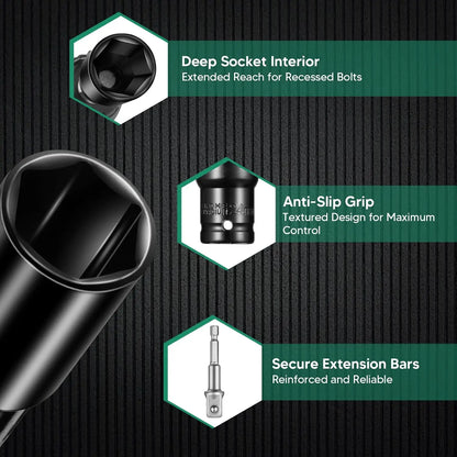 10pcs/set Pneumatic 8-24mm Extended Hex Socket kit