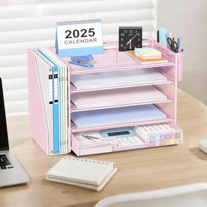 5-Tier Desk Organizer with Drawer & Pen Holder