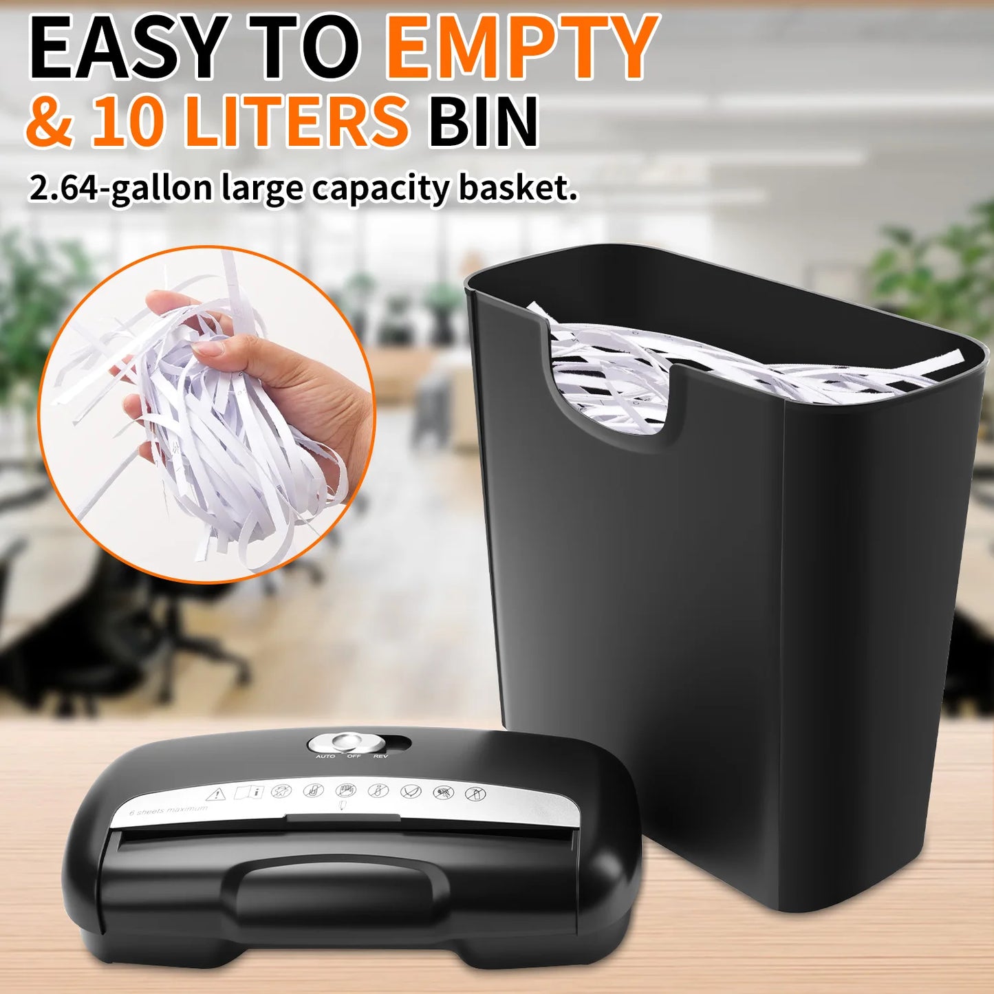 6-Sheet Cross Cut Paper Shredder with 2.64-Gallon Wastebasket