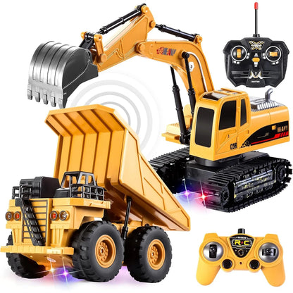 2 PCS Remote Control Construction Excavator and Dump Truck Set.