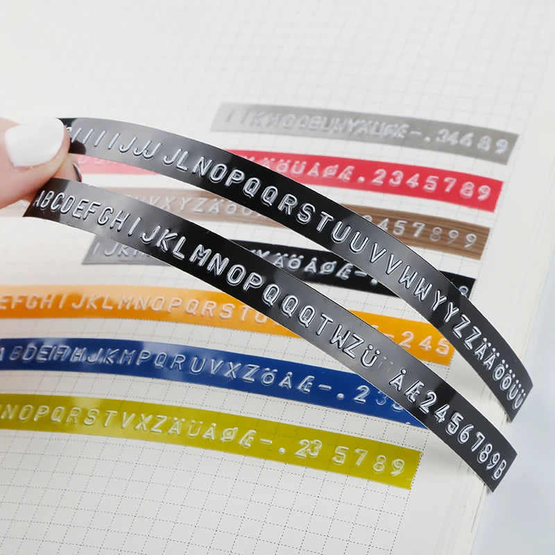 Embossing label maker with 2 ribbons