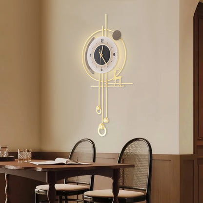 Modern Gold Iron LED Lighted Wall Clock for Home,Bedroom