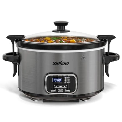 4QT Programmable Slow Cooker with Locking Lid Removable Ceramic Pot 3 Heating Settings Dishwasher-Safe