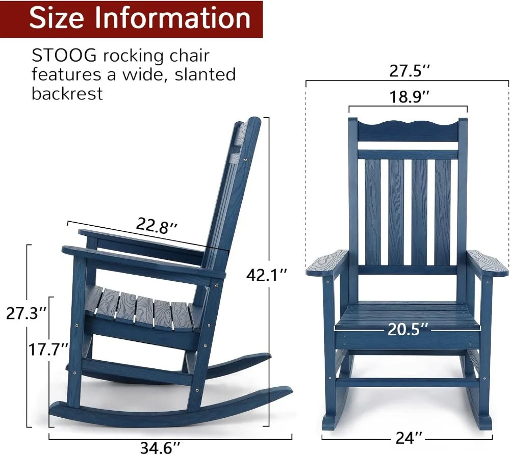 All-Weather Outdoor Rocking Chair, Porch Rocker with 400 lbs Weight Capacity, for Backyard, Fire Pit, Lawn, Garden and Indoor