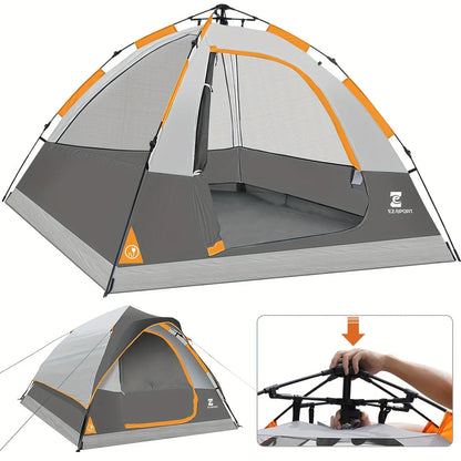 4 Person Pop Up Camping Tent Waterproof, Windproof with Removable Rain Fly