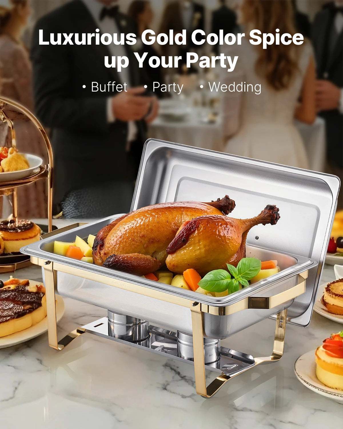 4 Pack, 8 Qt. Stainless Steel Chafing Dish Buffet Set