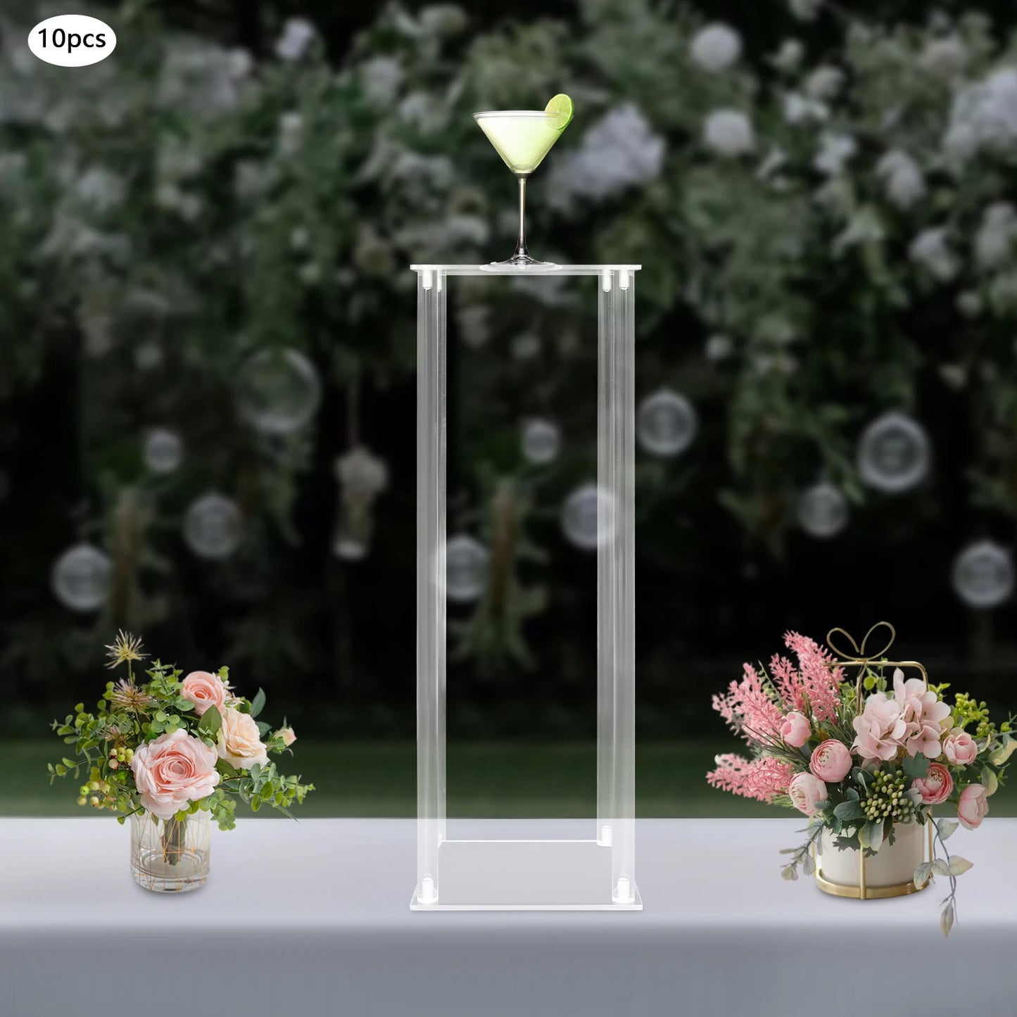 10Pcs Set Acrylic Wedding Flower Stands 60cm Height Clear Column Rack