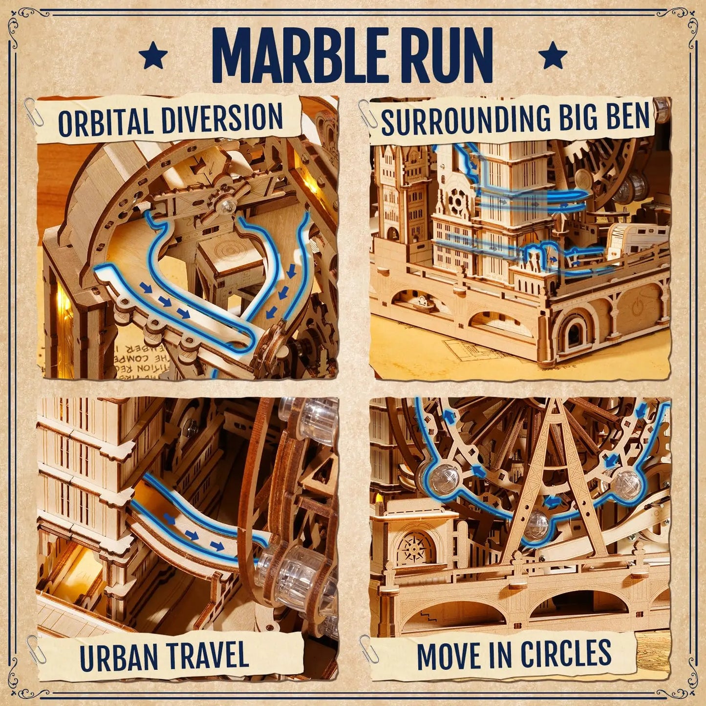 Travel London Marble Run Interactive 3D Wooden Puzzle