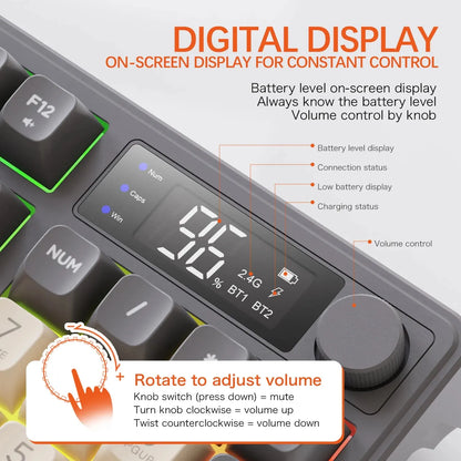 Wireless Keyboard Bluetooth Dual-Mode Connection, Multi-Device Linking, Ergonomic