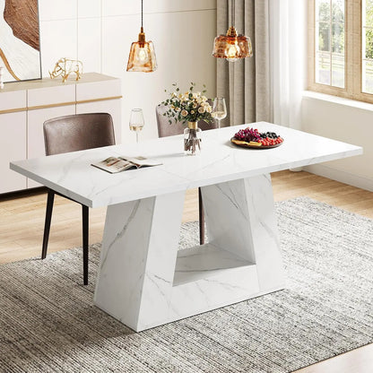 Dining Table for 4 to 6 People, with Sturdy Base for Kitchen, Dining Room or Breakfast nook