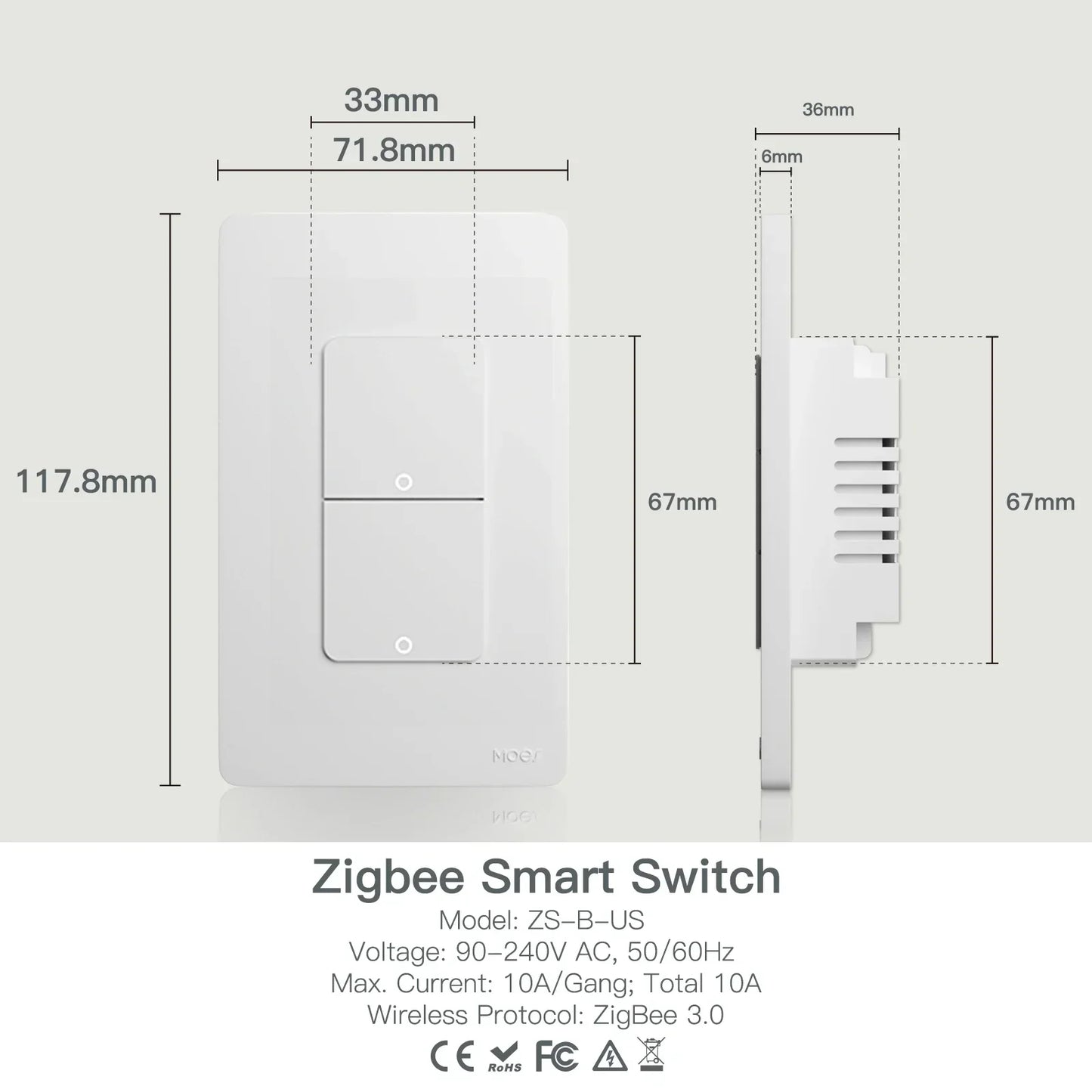 Smart Wall Light Switch With Push Buttons