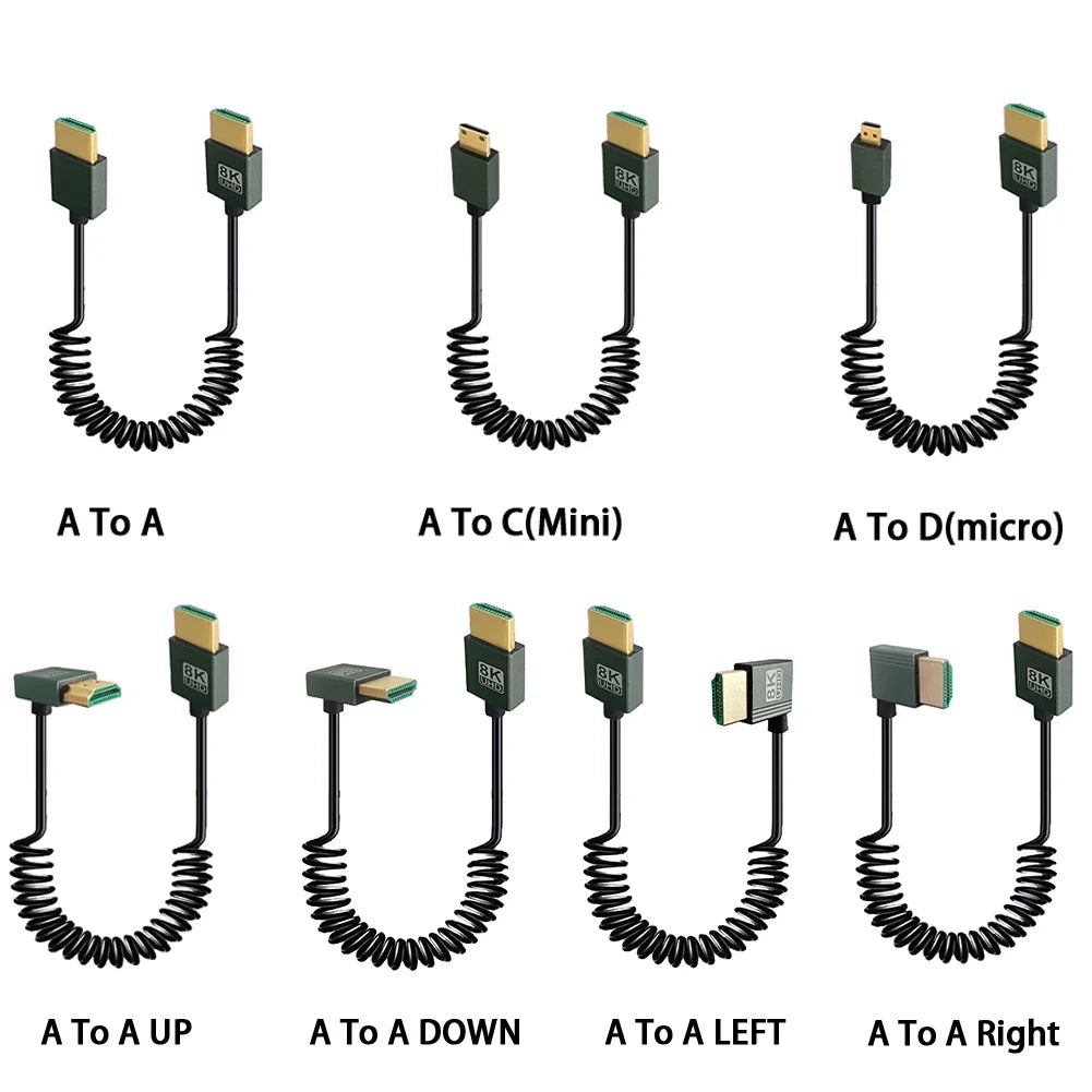 8K Ultra HD HDMI To HDMI Coiled Cable