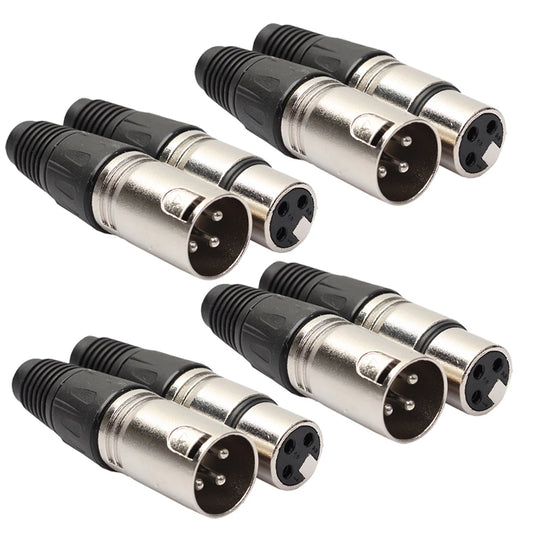 8pcs Zinc Alloy Case XLR 3 Pin Male Female Audio Adapter Plug Connector for Mic