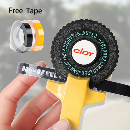 Embossing label maker with 2 ribbons