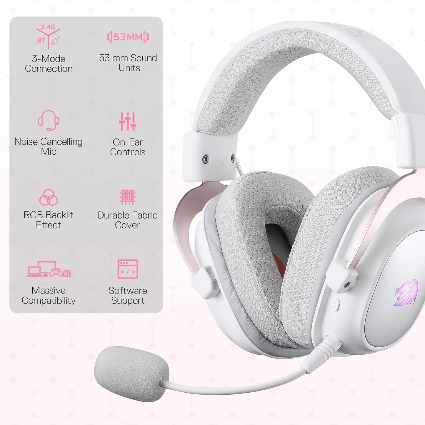 Redragon H510 PRO 3-Mode RGB Gaming 7.1 Surround Sound Headset