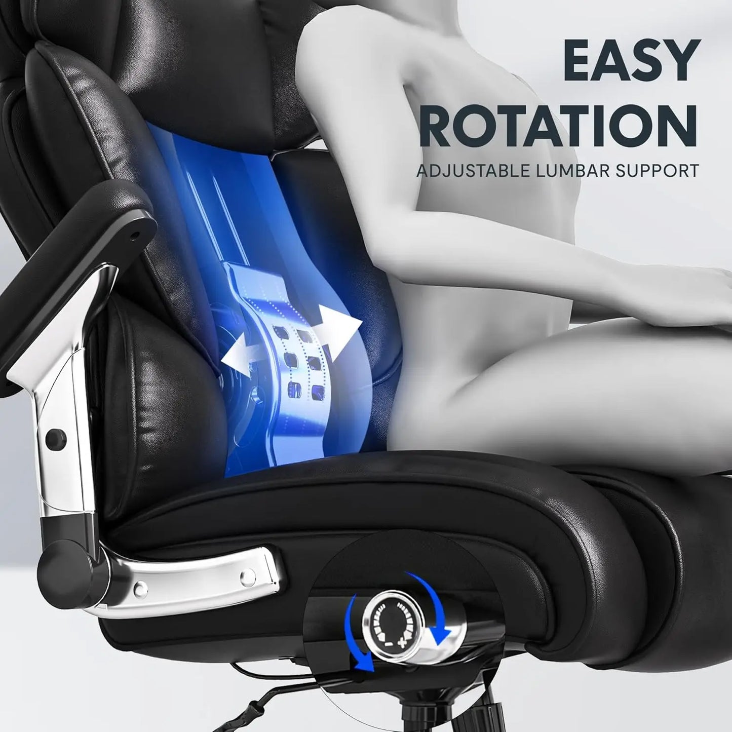 600lbs Big and Tall Office Chair for Heavy People, Heavy Duty Computer Desk Chair with Dynamic Lumbar Support