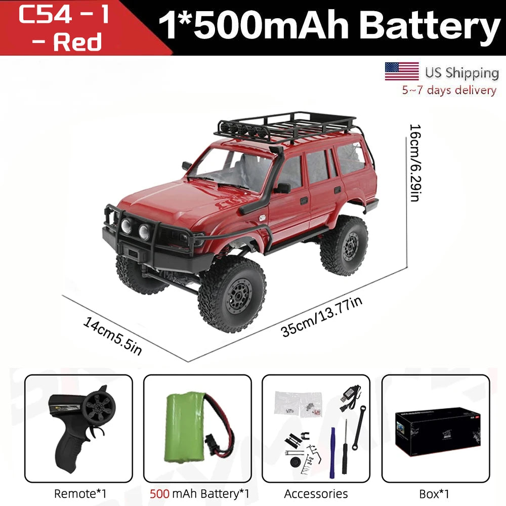 RC 1/16 Scale 4WD Off-Road Remote Control Truck 2.4G Full Proportional Steering With LED Lights