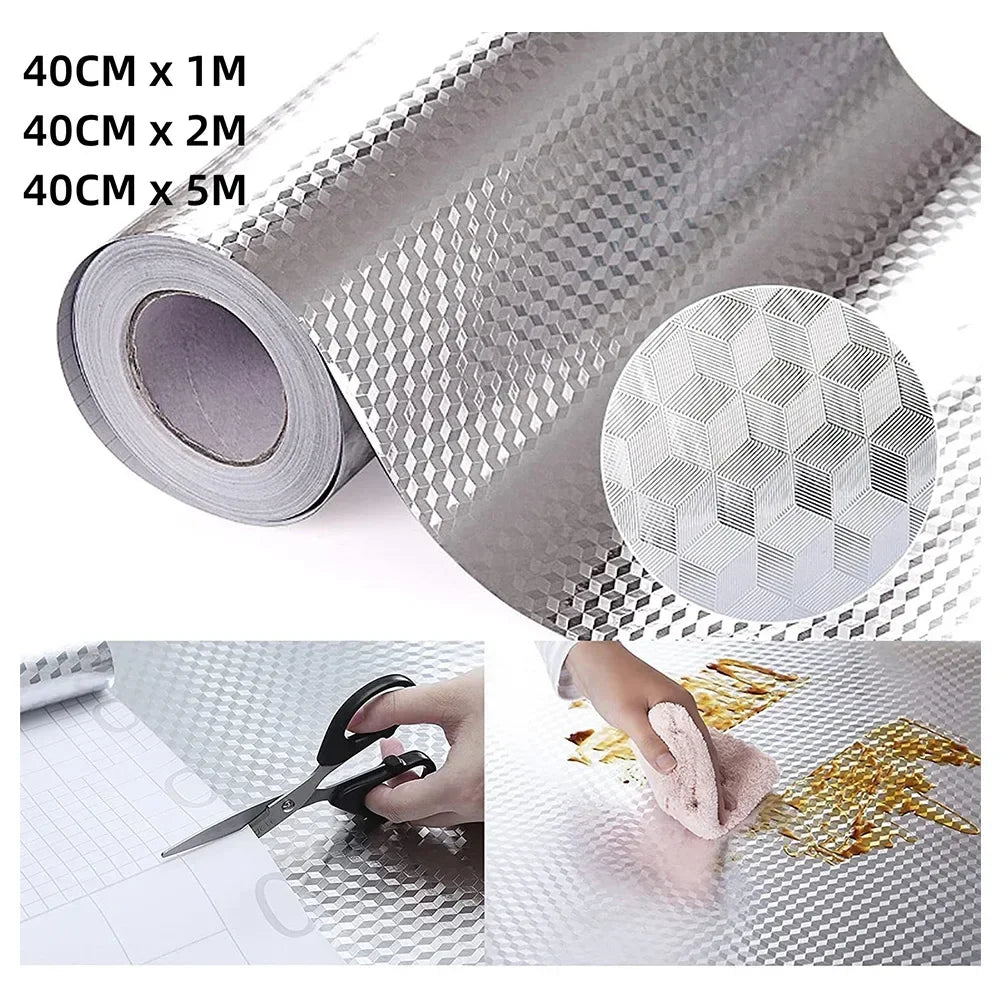 Modern Kitchen Oil-proof Self Adhesive Contact Paper: High-temperature Aluminum Foil Design for counters and Cabinets