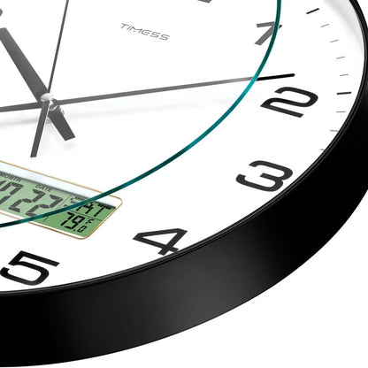 Calendar Wall Clock in 3 Sizes, 4 Colors with Calendar and Fahrenheit Temperature Display