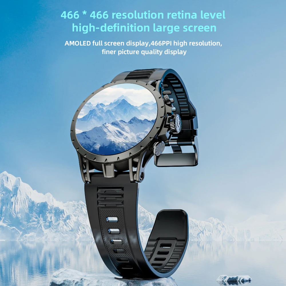Android Smart Watch, Phone: AMOLED Screen, Rotating Camera, 4G Phone Calls, Watch WiFi Video,  Make Calls and Fitness Tracker
